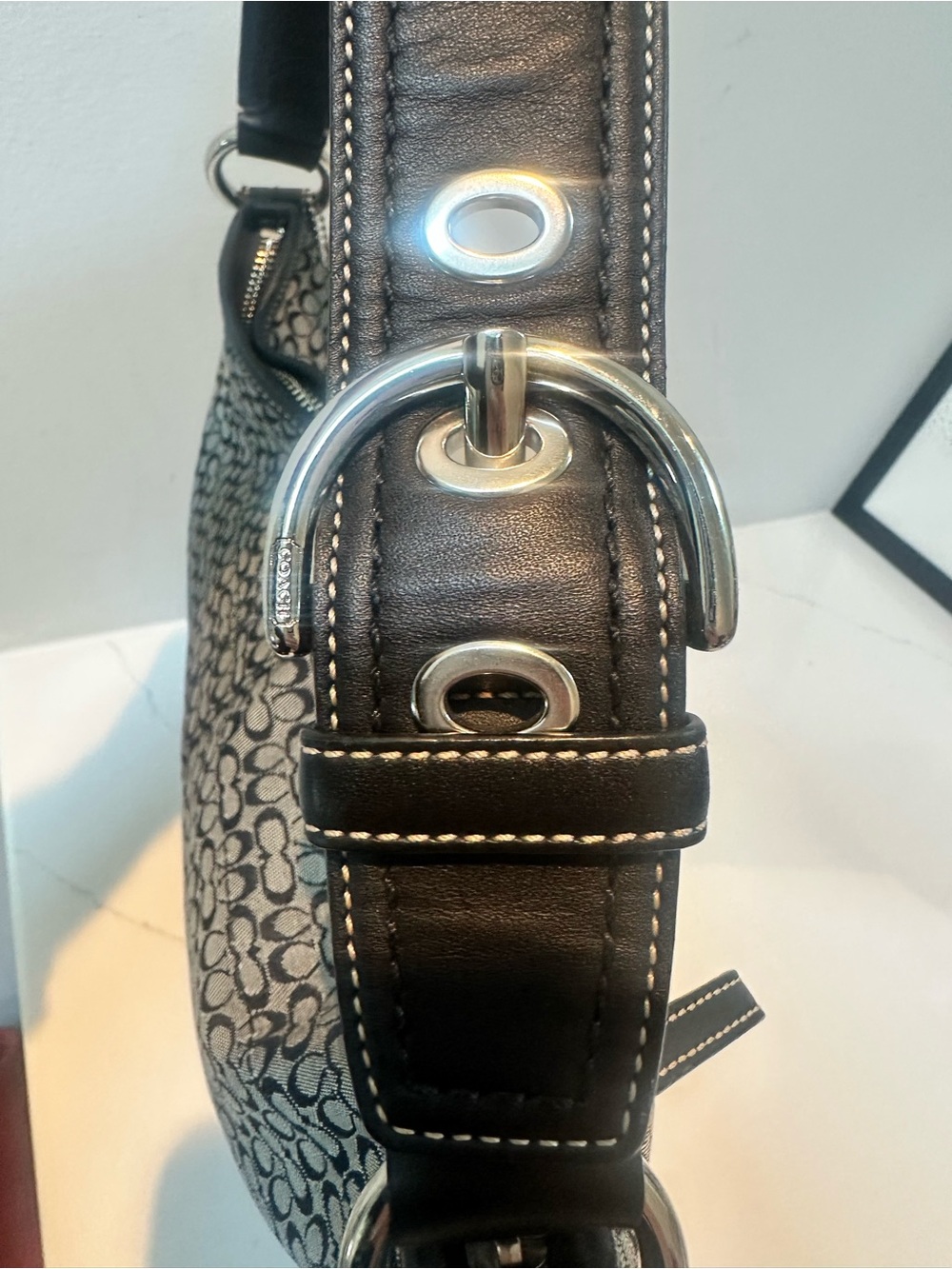 Coach Signature Y2K mini C Soho Hobo Bag in Black and Gray EUC 2007 - Picture 10 of 14